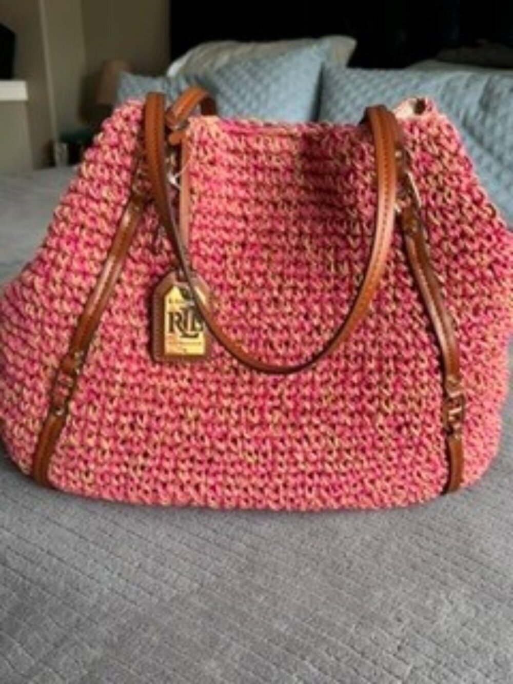 Lauren Ralph Lauren Pink Woven Tote